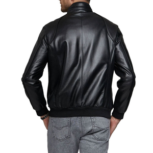 Veste en cuir véritable originale pour hommes, vêtements d'extérieur pour motards, en cuir de style bombardier à fermeture éclair - Product Image 4