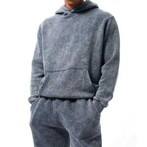 Custom Casual Solid Acid Wash Flared Tracksuits 500 GSM Straight Leg Jogging Suit Distressed Sweatsuit Hoodies <b>Sweatpants</b> <b>Sets</b> - Product Image 3