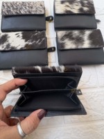 Portefeuille-pochette unisexe en cuir de vachette véritable avec protection RFID, porte-cartes multiples, fermeture à bouton-pression, motif bonbon court