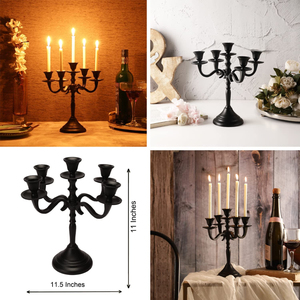 Attrayant 5 bras candélabre noir métal bougeoir chandeliers pour la décoration intérieure fêtes de mariage Table à manger pièce maîtresse - Product Image 6