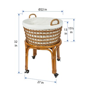 <b>Wicker</b> Rolling <b>Laundry</b> <b>Basket</b> with Handles Handmade Storage <b>Basket</b> Wholesale eco-friendly Made in Viet Nam - Product Image 5