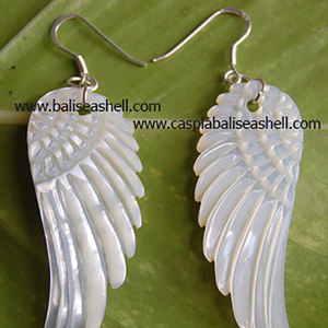 Mother of Pearl Seawater Pearl Silver Plated Casual/Sporty Drop <b>Earrings</b> <b>Wing</b> Art Shell Motif for Gift - Product Image 2