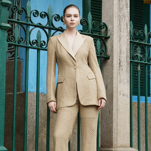 Blazer de Diseño Nuevo 2025 para Mujer, Blazer CLEF con Solapa, Tela Rústica de Rejilla, Etiquetado Privado, Ropa Femenina Elegante - Product Image 2