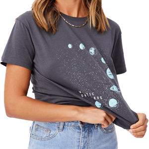 Camiseta extragrande de alta calidad para mujer, Camiseta con estampado personalizado de logotipo de talla grande, estilo informal de ocio, diseño sencillo en blanco para el verano - Product Image 2