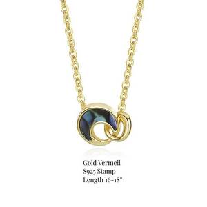 Collana con Ciondolo Luna Retrò in Oro con Conchiglia di Abalone Blu, Gemma Autentica, Charm Celestiale, Collana Placcata Oro Regalo - Product Image 6