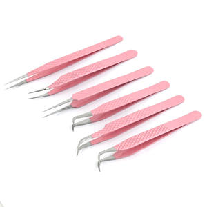 Extensions de cils de marque privée pince à épiler à crochet pince à cils à pointe droite et incurvée pince à épiler à volume en acier inoxydable - Product Image 2