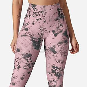 Leggings de yoga de gymnastique à taille élastique tie-dye pour femmes au meilleur prix pour des vêtements d'entraînement élégants - Product Image 5