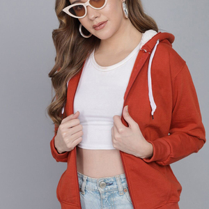 2025 classique femmes sweat à capuche zippé avec manches longues décontracté sport recadrée haut à capuche pour l'hiver - Product Image 5