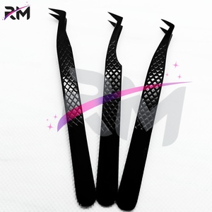 RMI meilleur produit noir Plasma couleur pleine Shin extension de cils pince à épiler en acier inoxydable diamant poignée 3 points différents ensemble - Product Image 1