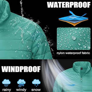 Chaqueta acolchada repelente al agua a prueba de viento para hombre, abrigo de invierno aislado ligero con cuello levantado de nailon transpirable - Product Image 4