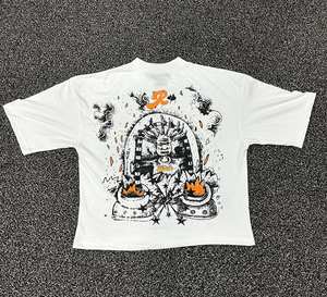 Logo personnalisé 240 Gsm 100% Coton T Shirt Hommes Graphique Vintage Streetwear Épaule tombante Hip Hop Sérigraphie - Product Image 6