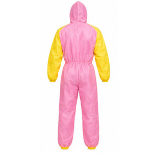 Combinaison de travail rose et jaune unisexe, anti-poussière, en polyester, avec capuche - Product Image 3