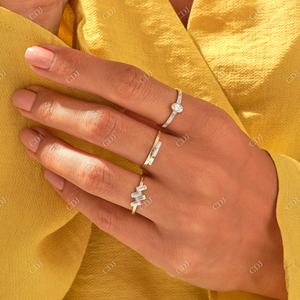 Nueva llegada, venta al por mayor, corte Baguette, anillo de cuatro diamantes naturales, anillo de compromiso de oro sólido Vintage, anillo de propuesta apilable Simple - Product Image 4