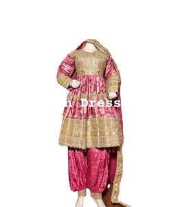 Robe de mariée ethnique pakistanaise traditionnelle vintage, faite à la main, longueur au sol, manches longues, motif floral, pour femmes - Product Image 4