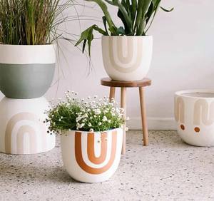 Juego de Macetas de Cerámica con Diseño de Arco Moderno, Duradero, Decorativo para Interiores, Elegante Adorno para el Hogar - Product Image 1