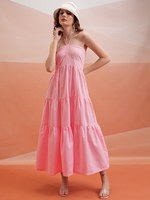 Mode été personnalisé licou cou robe pour femmes à plusieurs niveaux Maxi robe dame élégante décontractée femme robe fabriquée en Inde