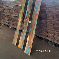 Panneau mural moderne en bois de teck recyclé, géométrique, insonorisant, antidérapant, revêtement rustique multicolore pour salon, facile à poser soi-même