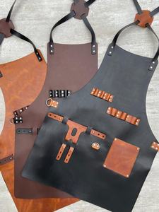 Delantal de taller de restaurantes de trabajo de cuero de calidad premium personalizado con bolsillos de cuero delantal de cocina Barbero barbacoa - Product Image 3