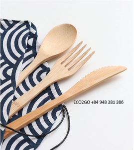 ชุดมีดไม้ไผ่ธรรมชาติ100% พกพาได้ในกล่อง/ชุดมีดไม้ไผ่ประกอบด้วยมีดช้อนส้อมตะเกียบและหลอด - Product Image 4