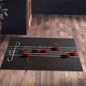 Tapis imprimé cerises et notes de musique, tapis de cuisine moderne, tapis à poils doux - Product Image 5
