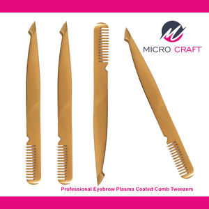 Pince à épiler professionnelle à peigne enduit d'or Plasma à sourcils pince à épiler enduite de poudre outils de beauté fabricant de qualité du Pakistan - Product Image 3