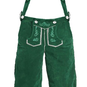 Lederhosen tradicionales bávaros unisex, traje tradicional alemán para Oktoberfest, bordados, de cuero de vaca medio, antiarrugas, kneibund. - Product Image 6