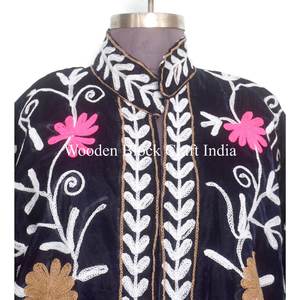 Handmade Chic Embroidery Suzani <b>Velvet</b> Short <b>Jacket</b> Floral Pattern Indian Coat with Wool Lining Winter 100% Cotton Floral <b>Jacket</b> - Product Image 3
