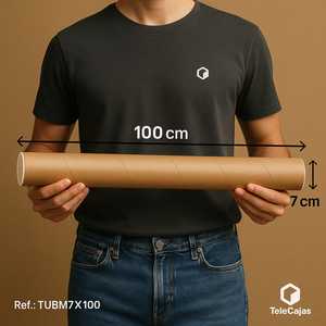 Tubes en carton brun recyclables 7 x 100 cm, taille personnalisée avec couvercles pour toiles et produits longs à enrouler - Product Image 1