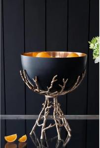 Bol décoratif noir avec support de conception antique en or Plateau de pièce maîtresse élégant Accent de table de style vintage pour la décoration de la maison ou de l'événement - Product Image 4