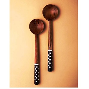 Juego de Servidores de Ensalada Recubiertos de Resina Hechos en India, Ecológicos, Aptos para Lavavajillas, Utensilios de Cocina Modernos para el Hogar, 11 Pulgadas - Product Image 2