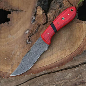 2025 nueva llegada cuchillos de caza de acero de Damasco tendencia superior hecho a mano cuchillo de caza de hoja de acero de Damasco con Funda de cuero - Product Image 3