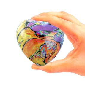 Urna Conmemorativa de Metal con Diseño de Corazón y Estilo Americano Moderno, con Mini Diseño Tie Dye para Cenizas, Caja de Terciopelo Colorida - Product Image 1