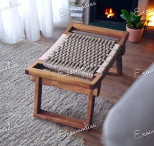 Tabouret Pouf en coton de luxe tabouret pouf en bois tricoté en bambou petit tabouret portable pour la Console extérieure d'incrustation d'os de jardin - Product Image 1