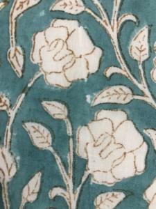 Teal Floral Hand Block Printed Cotton Fabric Natural Cotton Textile for Apparel & Home Use - Product Image 2