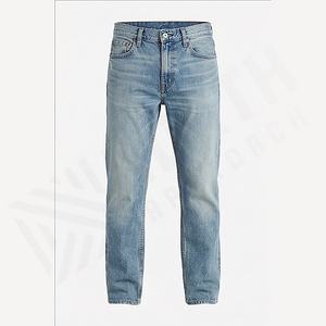 Jeans en denim délavé à jambe droite slim fit pour homme, longueur complète, style vintage ample, respirant, couleur personnalisée pour l'été - Product Image 1