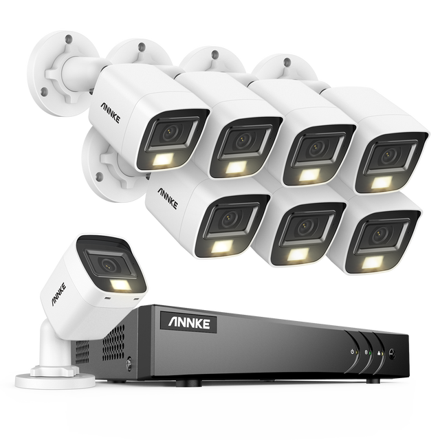 ANNKE 8CH 3K(5MP)  Hybrid DVR With 8 Pcs CCTV Analog Outdoor Camera Security System, Night Vision  AI Detection,  Built-mic IP67