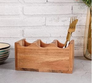 Porte-couverts 3 parties en bois de manguier fabriqué à la main Sesham et bois de manguier porte-ustensiles en bois porte-couverts de comptoir - Product Image 6