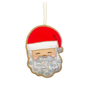 Hermosa y atractiva forma de Papá Noel con la mejor tela multicolor, bordado Zari, adorno colgante de Navidad para decoraciones - Product Image 1