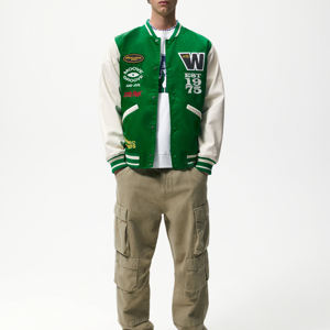 Nuevo 2023 venta al por mayor precio barato cortavientos al aire libre Letterman cálido acolchado personalizado hombres prendas de vestir exteriores personalizadas mujeres chaqueta bomber de mezclilla - Product Image 3