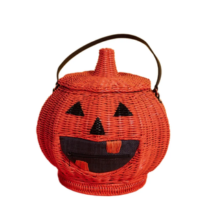 Vente en gros panier de citrouille tissé à la main avec couvercle Halloween Trick-or-Treat Tote Halloween Decor Gifts Made in Vietnam - SISU - Product Image 4
