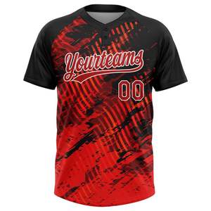 Camiseta de Béisbol/Sóftbol Personalizada con Letras Texturizadas Rojas, Sublimación, 2 Botones, 100% Poliéster, Transpirable, Secado Rápido, Unisex, para Club - Product Image 2