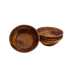 Ensemble de 4 bols de service jetables en bois de 7 pouces pour salade soupe nouilles fruits écologiques et pratiques - Product Image 1