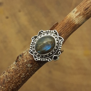 Bague artisanale élégante bohème 925 en argent sterling massif Labradorite naturelle et diamant Hotselling Designer Jewelry - Product Image 1