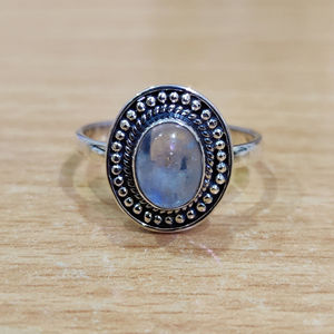 Fashionable Gold & Rhodium Plated 3.5 Grams Moonstone <b>Ring</b> Natural Gemstones <b>Set</b> in Bezel with Shell Gift Fashion <b>Rings</b> - Product Image 1