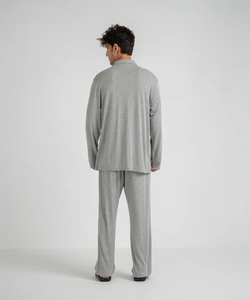 Bas de sommeil décontracté thermique en flanelle de soie/coton durable pour hommes à manches longues-écologique - Product Image 3