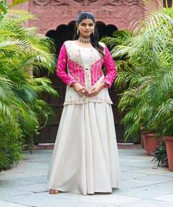 RICH LOOK BORDADO CON HILO TRABAJO BLUSA KOTI CON PALAZZO FIESTA PRECIO AL POR MAYOR RANI COLOR ROPA AFRICANA - Product Image 1