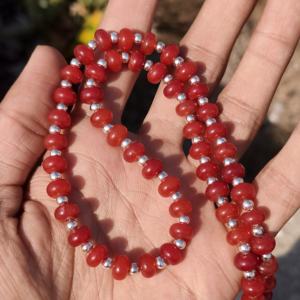 Collier statement en argent sterling avec perles rondes de 8 mm en cornaline orange naturelle, bijoux en pierres précieuses, cadeau de mariage pour femme, chaîne en boîte - Product Image 3