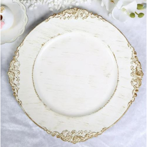 จานชาร์จสีขาวแผ่นรองจานกลมดีไซน์โบราณสำหรับตกแต่งโต๊ะจานชาร์จอาหาร - Product Image 2