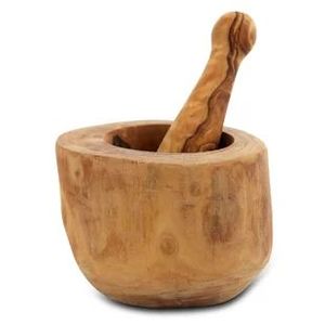 Mortier et pilon en bois fin, adapté aux cuisines domestiques, pour broyer les herbes, les épices, les graines, l'ail, le gingembre de manière constante - Product Image 4