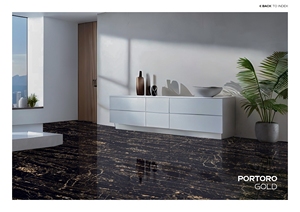 Portoro กระเบื้องพอร์ซเลนขัดเงาเงางามทนทานต้านเชื้อแบคทีเรียทนทานขนาด600x1200มม. ดีไซน์ยุโรปโมเดิร์นกันลื่น - Product Image 3